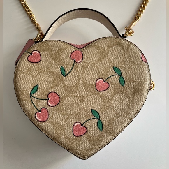 COACH Heart Shaped Crossbody in Signature Canvas with Heart Cherry Print - Picture 6 of 12